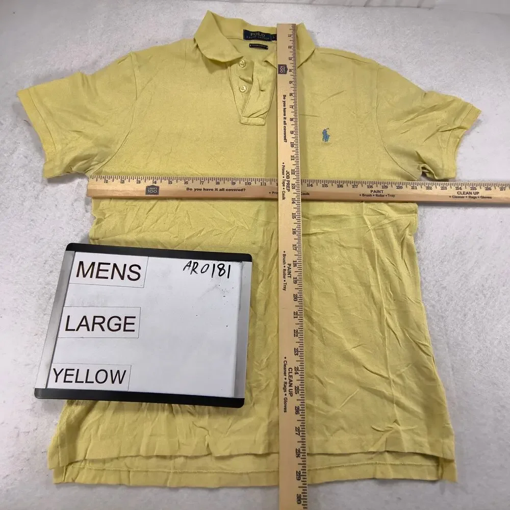 Polo Ralph Lauren Custom Slim Fit Collared Polo Shirt Mens Size Large L Yellow